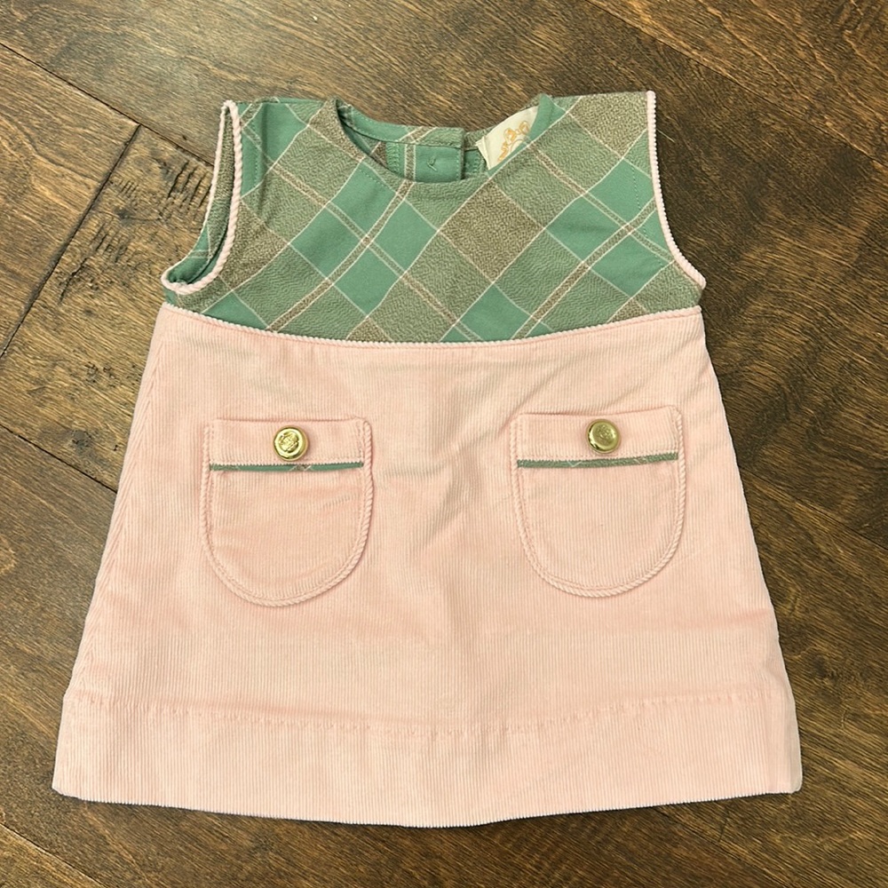 Beaufort Bonnet Company Jill Jumper Pink Corduroy Green Plaid size 0-6M NWT